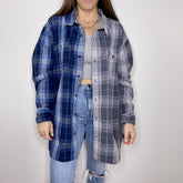 Flannel - XL - Light Blue/Blue/Navy Two-Toned Button Up - 4 DOTS